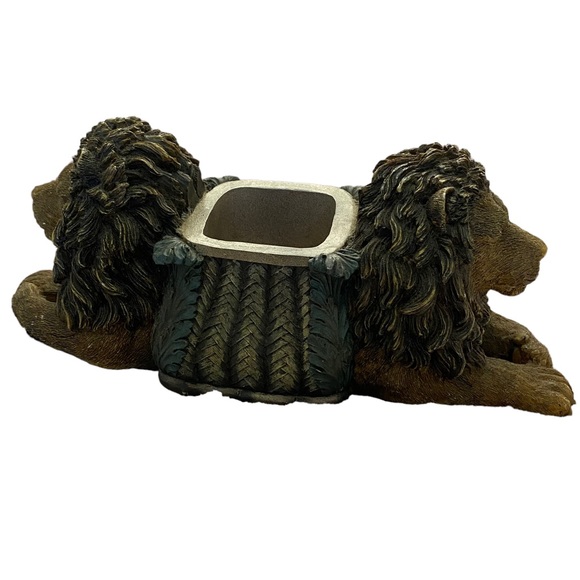 VTG Lion 2 Headed Resin Planter Pot Decorative 14" - Picture 2 of 9